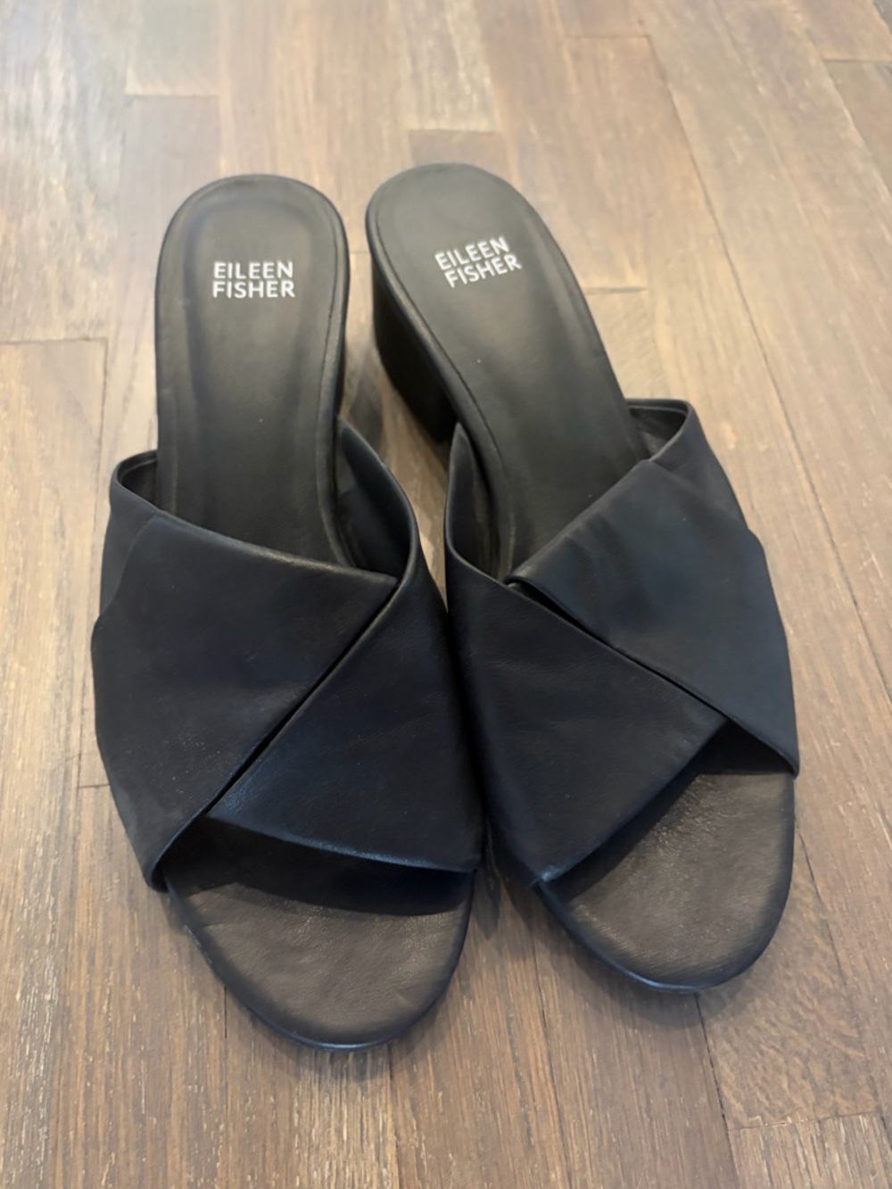 Eileen Fisher Rouche Leather Sandals - 8.5